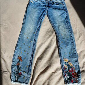 Timezone Aleena Low Rise Skinny Jeans with Floral Embroidery – W27/L30